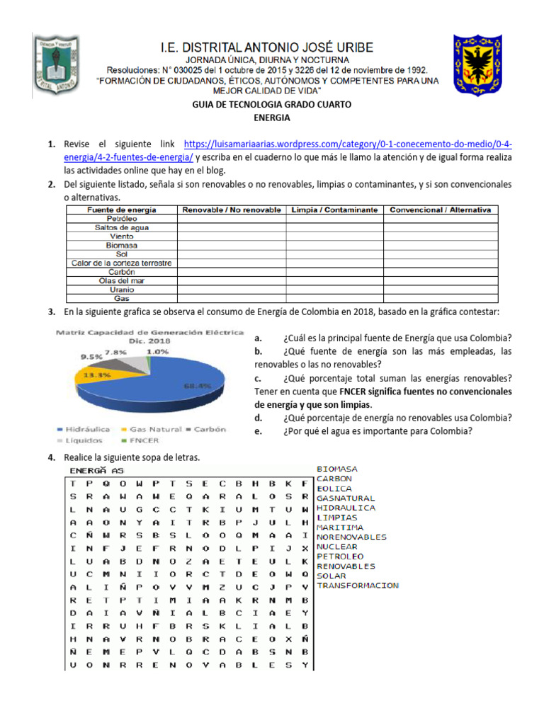 Guía de Energía para Cuarto Grado | PDF