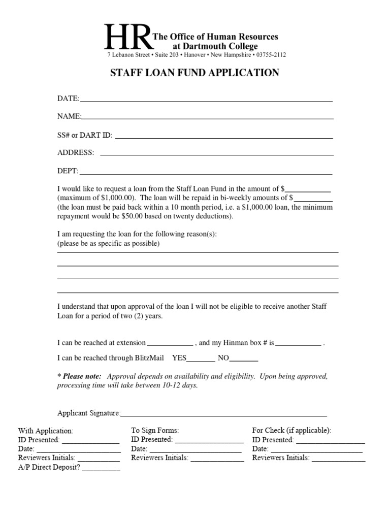 Staff Loan Fund Application Guide | PDF | Loans | Personal Finance