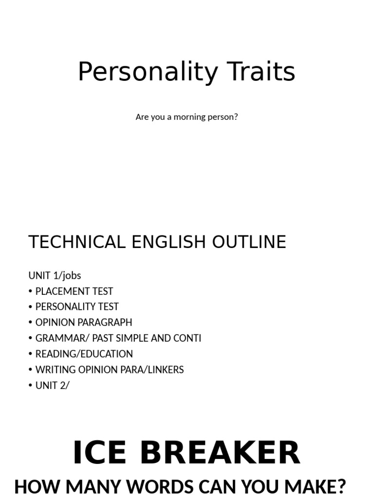 Understanding Personality Traits and Adjectives | PDF | Semantics ...
