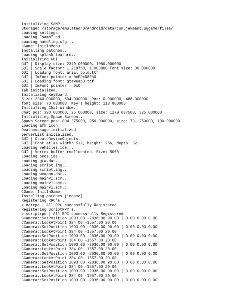 SAMP Initialization Log Details | PDF | Human–Computer Interaction ...