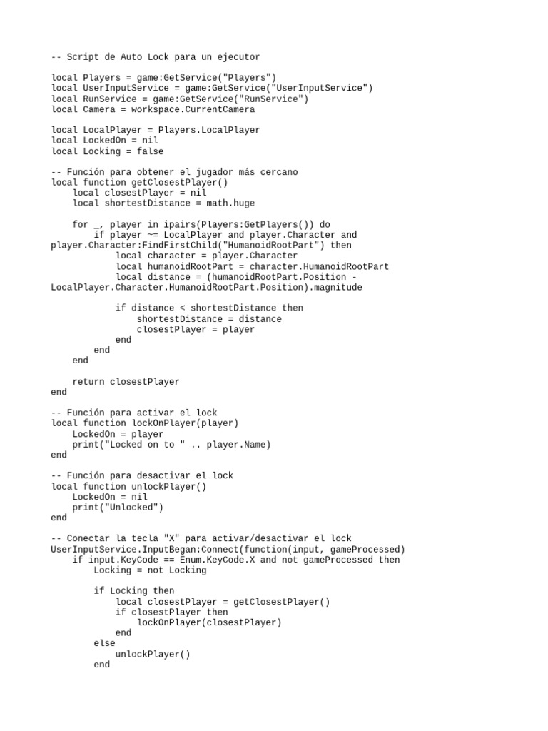 Auto Lock Script for Roblox Players | PDF