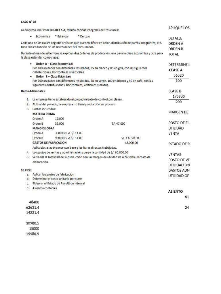 Los 5 Ejercicios de Costos | PDF | Estado de resultados | Negocios ...