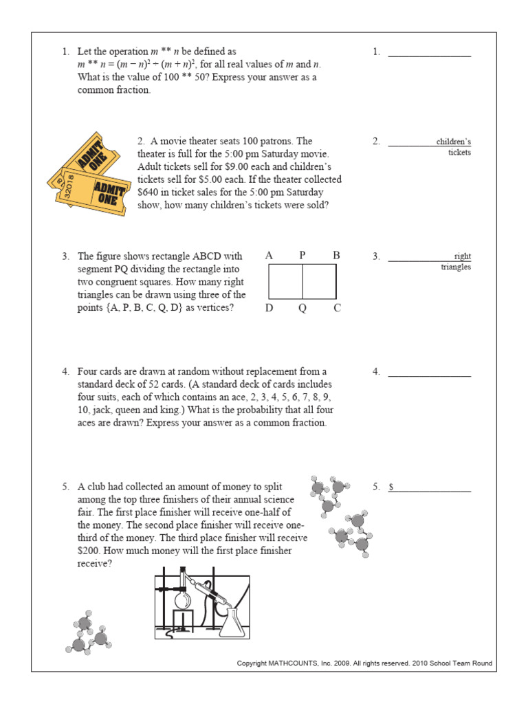 2010 MATHCOUNTS School Team Round | PDF | Triangle | Area