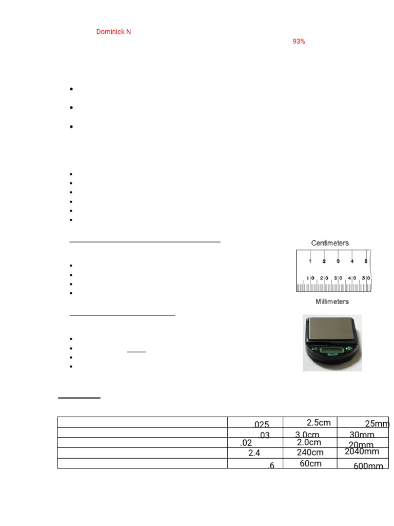 Modified Metric Measurements Lab Best One | PDF | Measurement | Volume