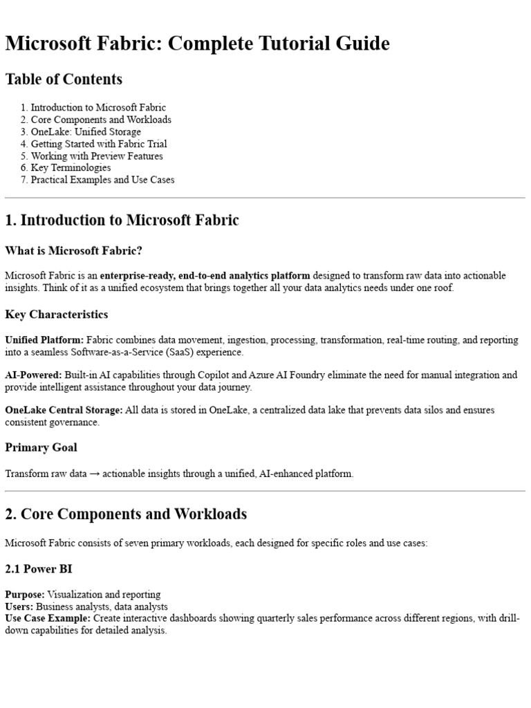 Microsoft Fabric Tutorial Guide | PDF | Apache Spark | Databases