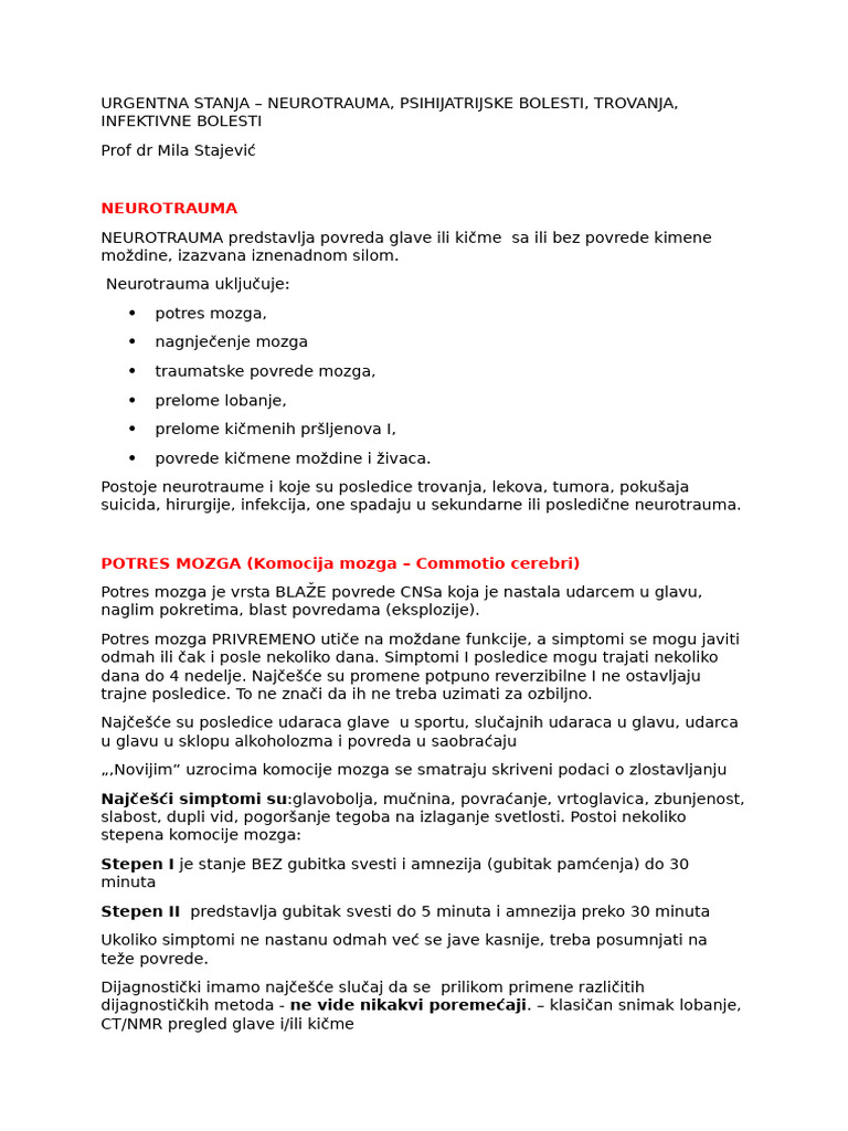 Urgentna Stanja Tekst | PDF