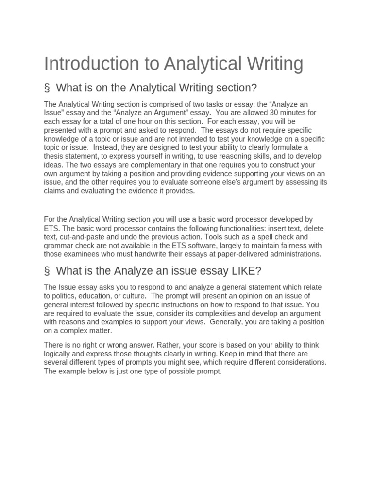 Analytical Writing Section Overview | PDF | Essays | Graduate Record ...