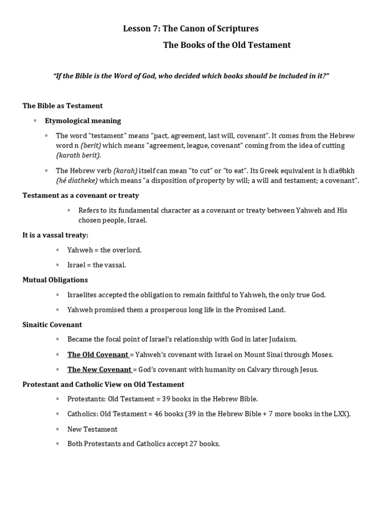 Lesson 8 - Handouts For Students | PDF | Biblical Canon | Bible