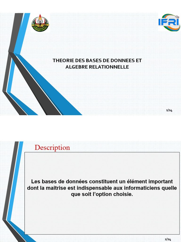 Bases de données et algèbre relationnelle | PDF | Bases de données ...