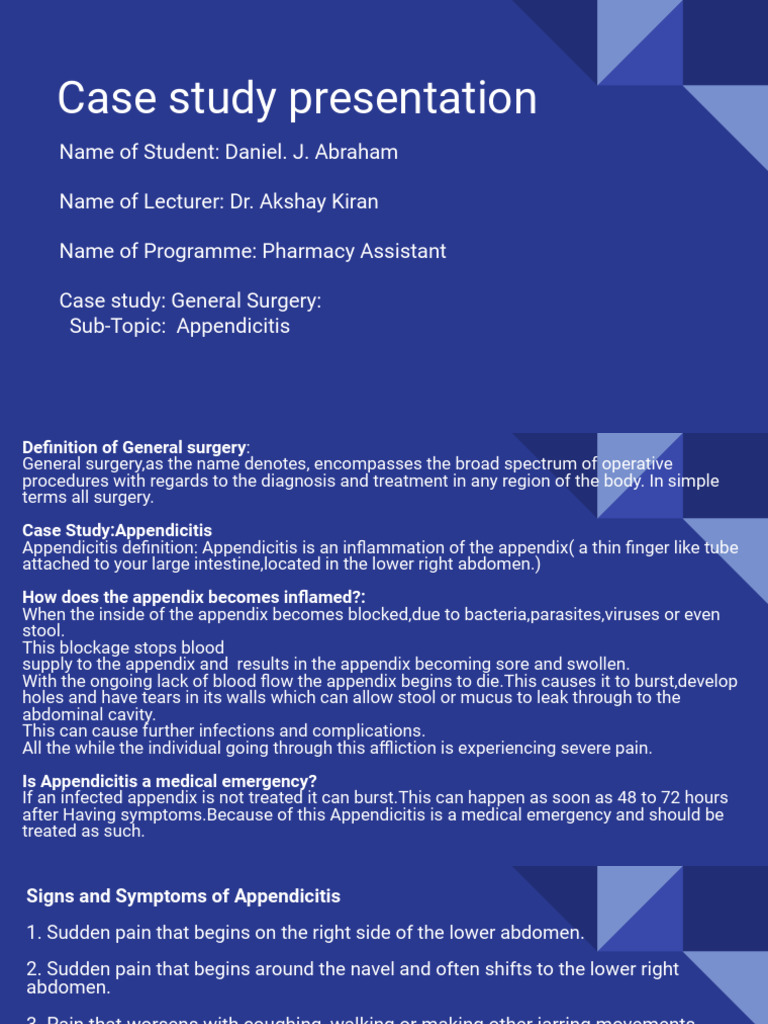 Appendicitis Case Study and Treatment | PDF | Clinical Medicine ...
