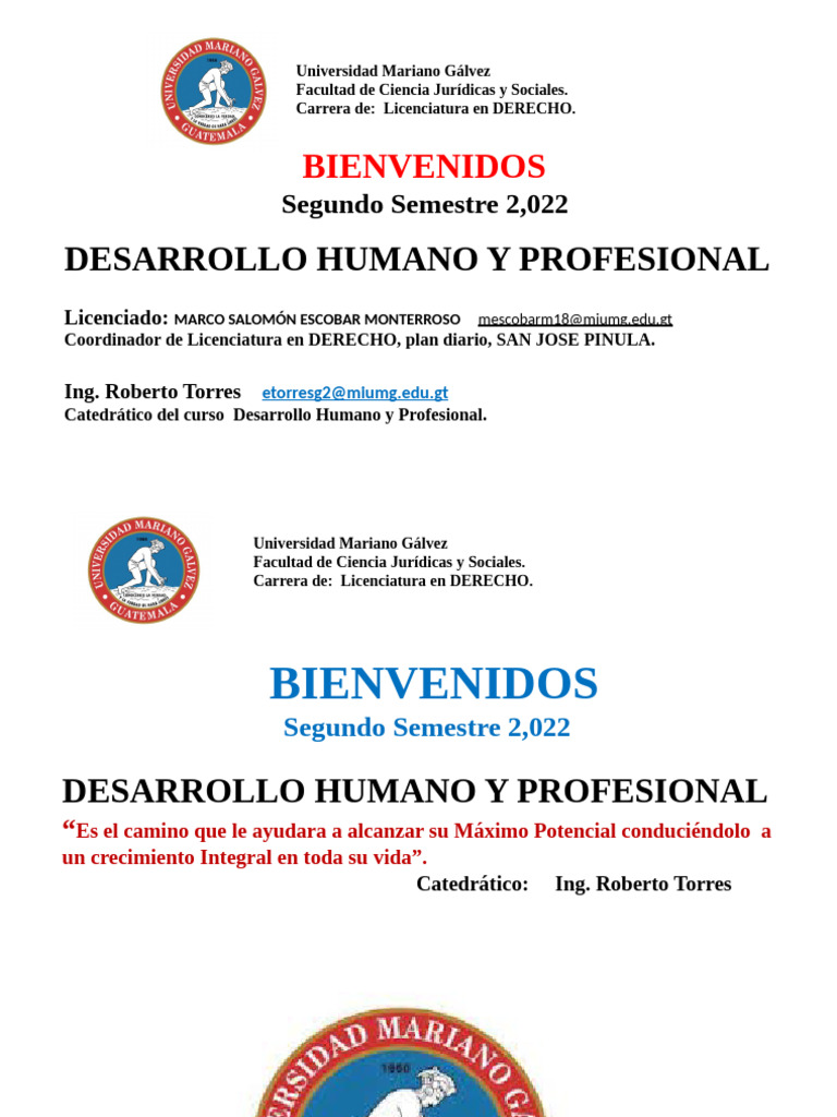 Curso Desarrollo Humano y Profesional UMG | PDF | Universidad