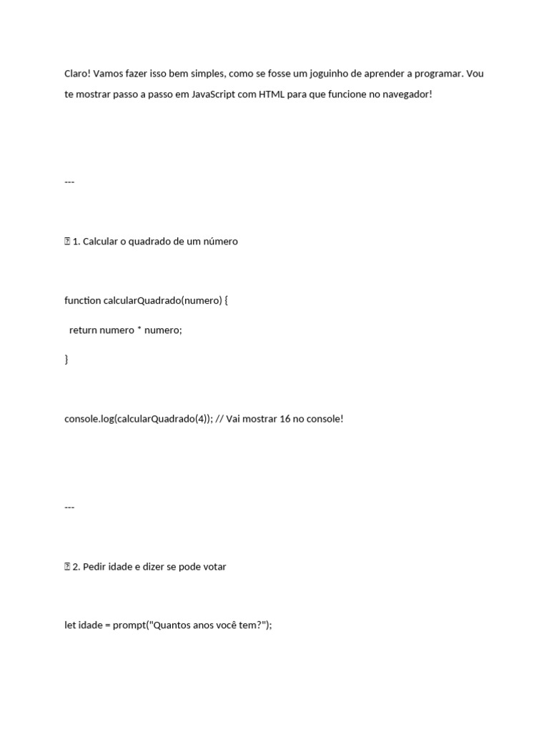Aprenda JavaScript com Exemplos Simples | PDF | Html