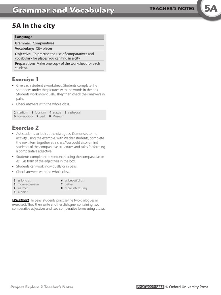 Teacher's Notes for Project Explore 2 | PDF | Vocabulary | Question
