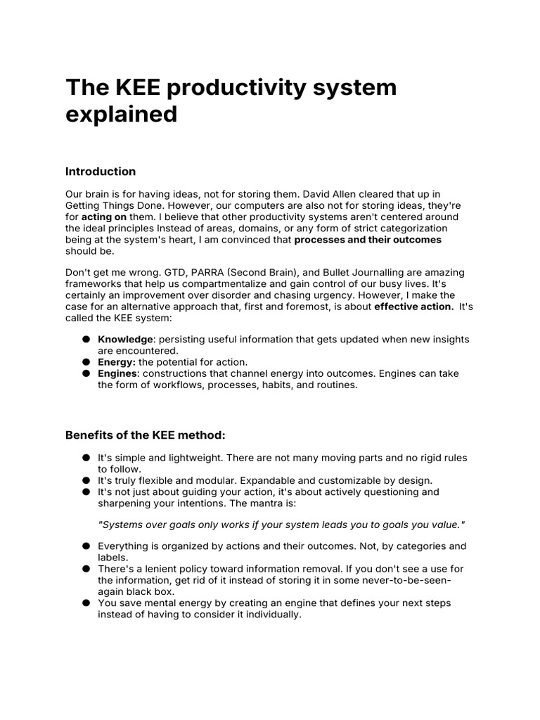 KEE Productivity System Overview | PDF | Knowledge | Information