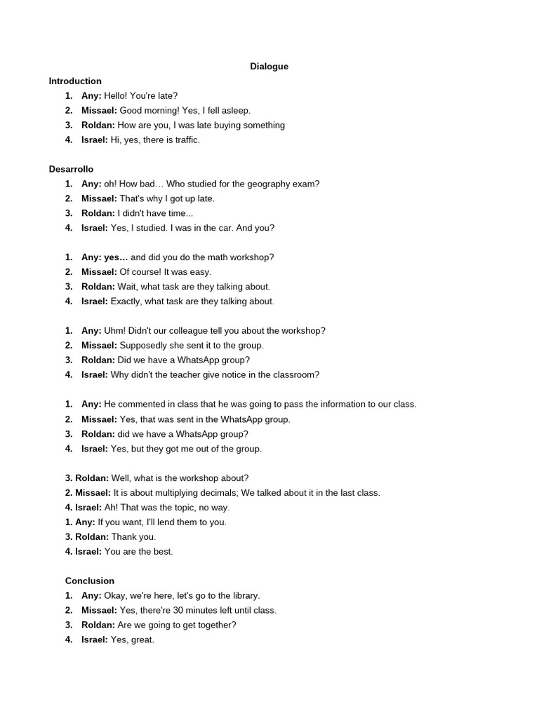 Student Dialogue on Workshop Tasks | PDF