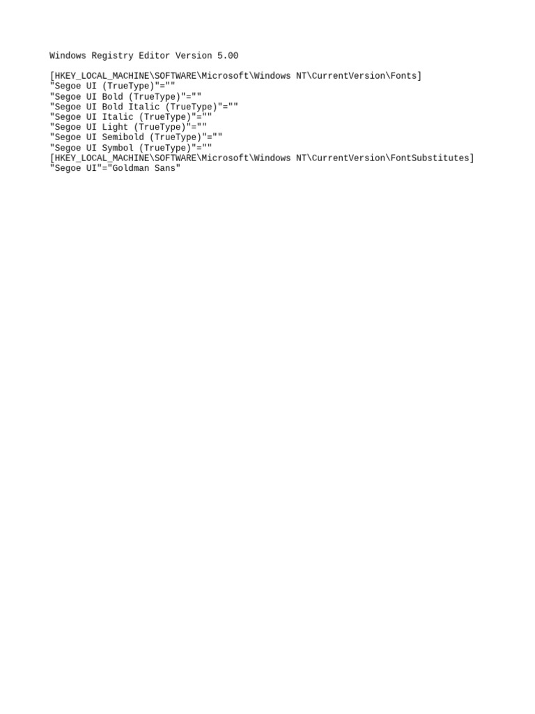 Font Configuration for Windows Registry | PDF