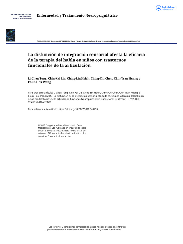 Sensory Integration Dysfunction Affects Efficacy of Speech Therapy On ...
