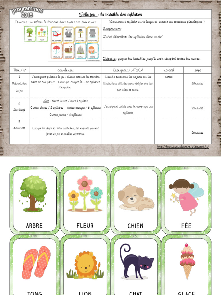 Jeu éducatif : La bataille des syllabes | PDF