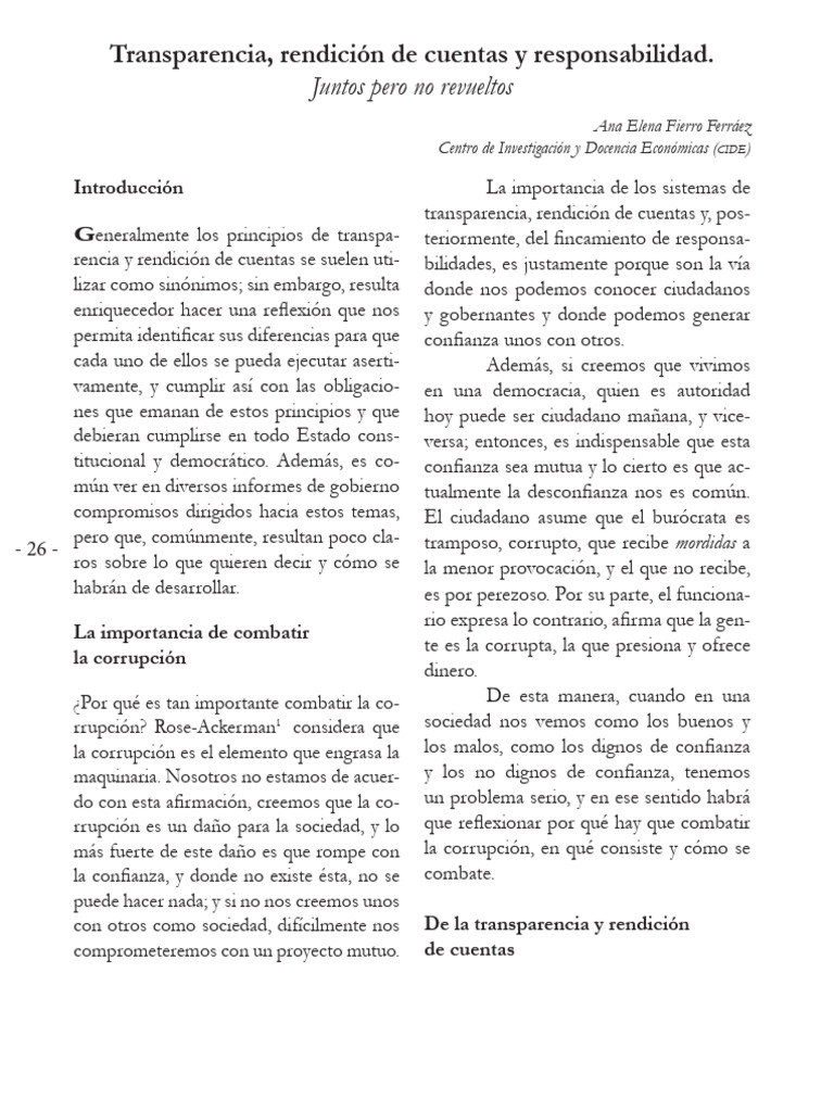 Transparencia y Rendición de Cuentas | PDF | Responsabilidad ...