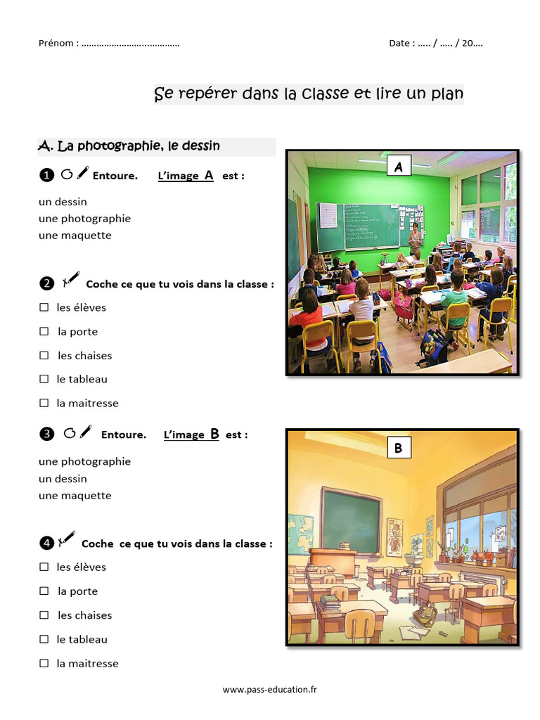 Se Repã©rer Dans La Classe Et Lire Un Plan Ce1 Exercices | PDF