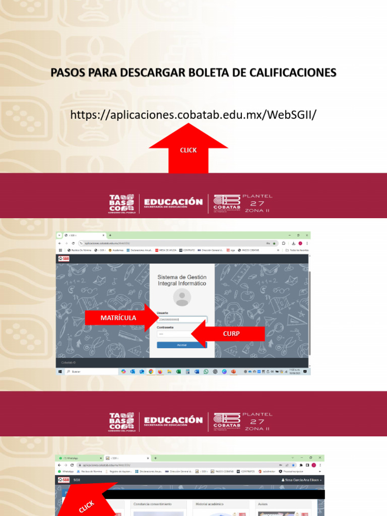 Pasos para Descargar Boleta de Calificaciones p27 | PDF
