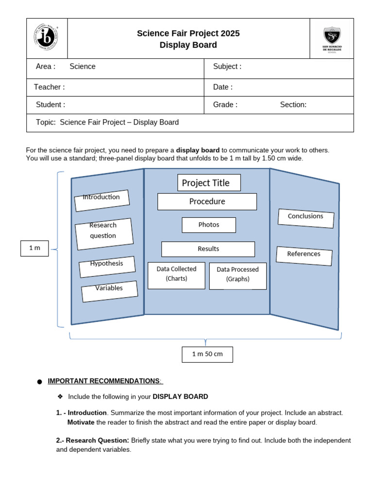 Science Fair Project Display Board Guide | PDF | Experiment | Data