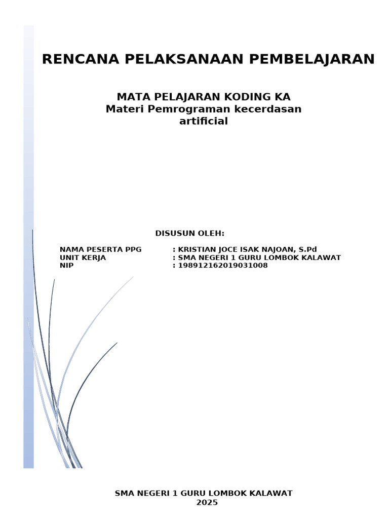 RPP Koding Kecerdasan Artifisial | PDF