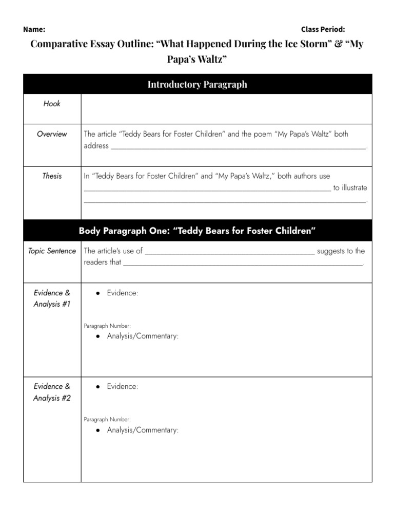 Aiden Kimble - Comparative Essay Outline #1 - Google Docs | PDF