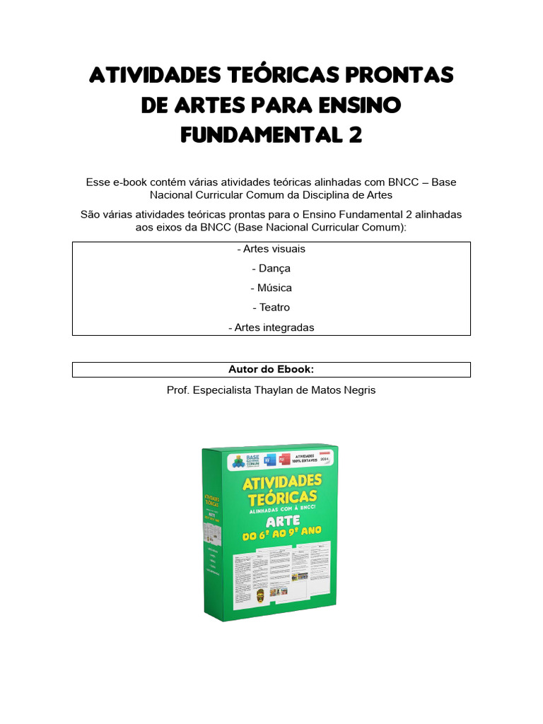 Atividades de Artes para Ensino Fundamental | PDF | Renascimento | Pinturas