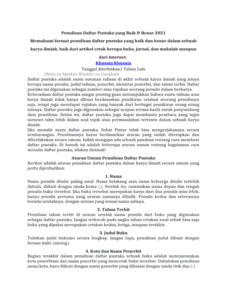 Panduan Penulisan Daftar Pustaka 2021 | PDF