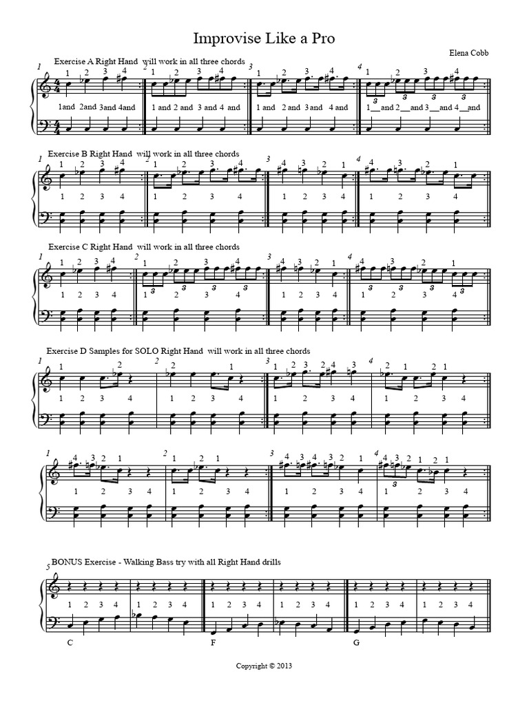 Right Hand Exercises for Improvisation | PDF | Musicology | Musical Forms