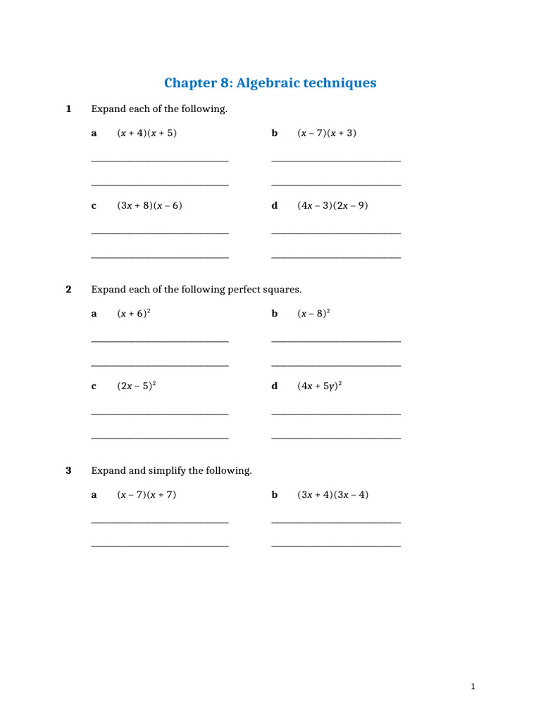 Essential Worksheet | PDF | Factorization | Algebra