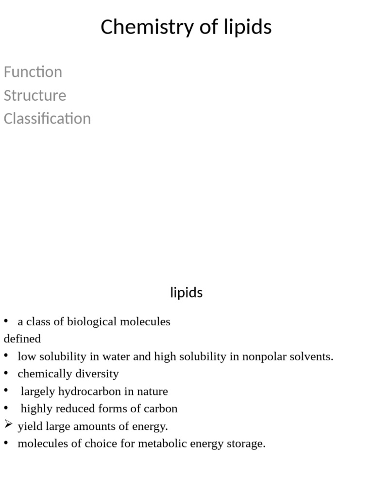 Lipid Chemistry: Structure, Functions, and Disorders | PDF | Fatty Acid ...