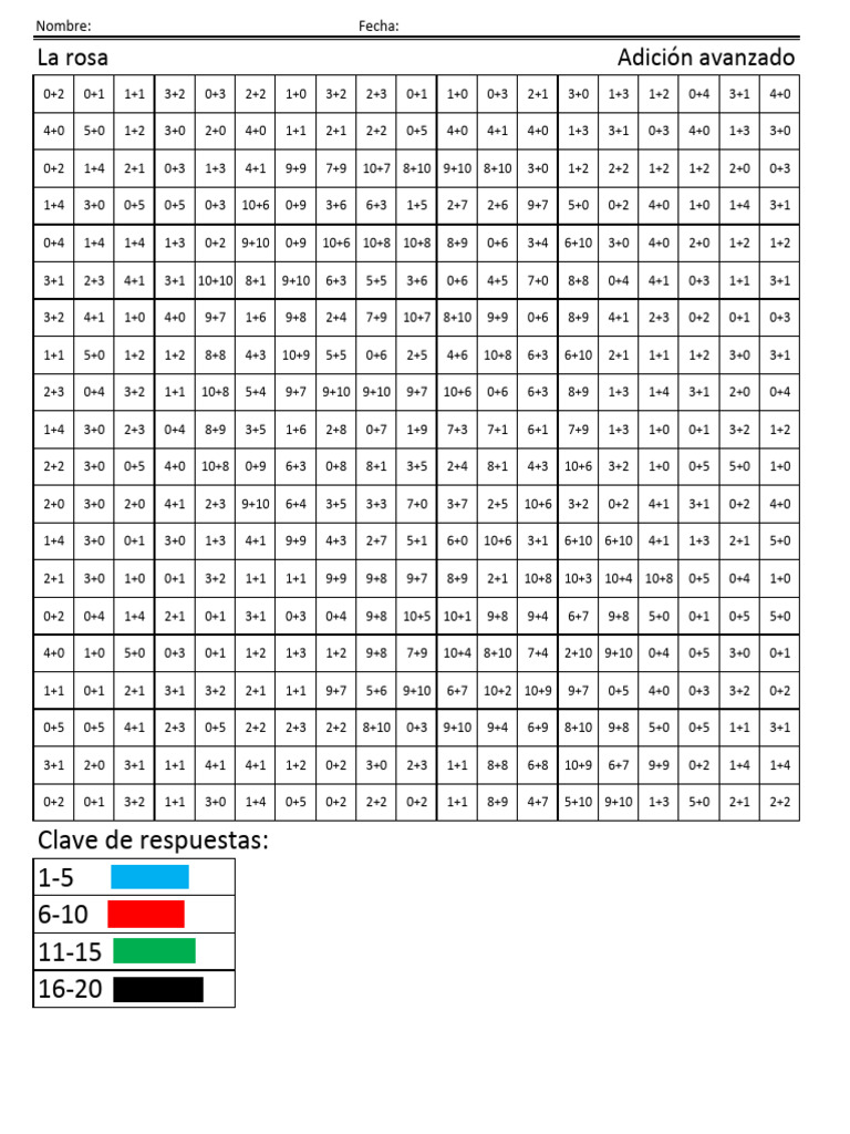 Colorear Sumas-Rosa | PDF