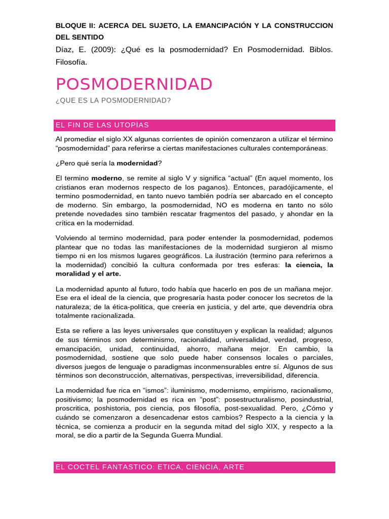 Entendiendo la Posmodernidad y sus Impactos | PDF | Modernidad | Verdad