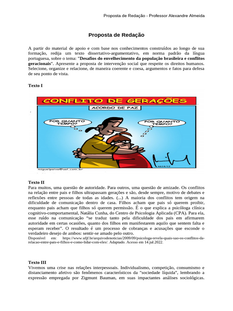 Desafios do Envelhecimento e Conflitos Geracionais | PDF | Psicologia ...