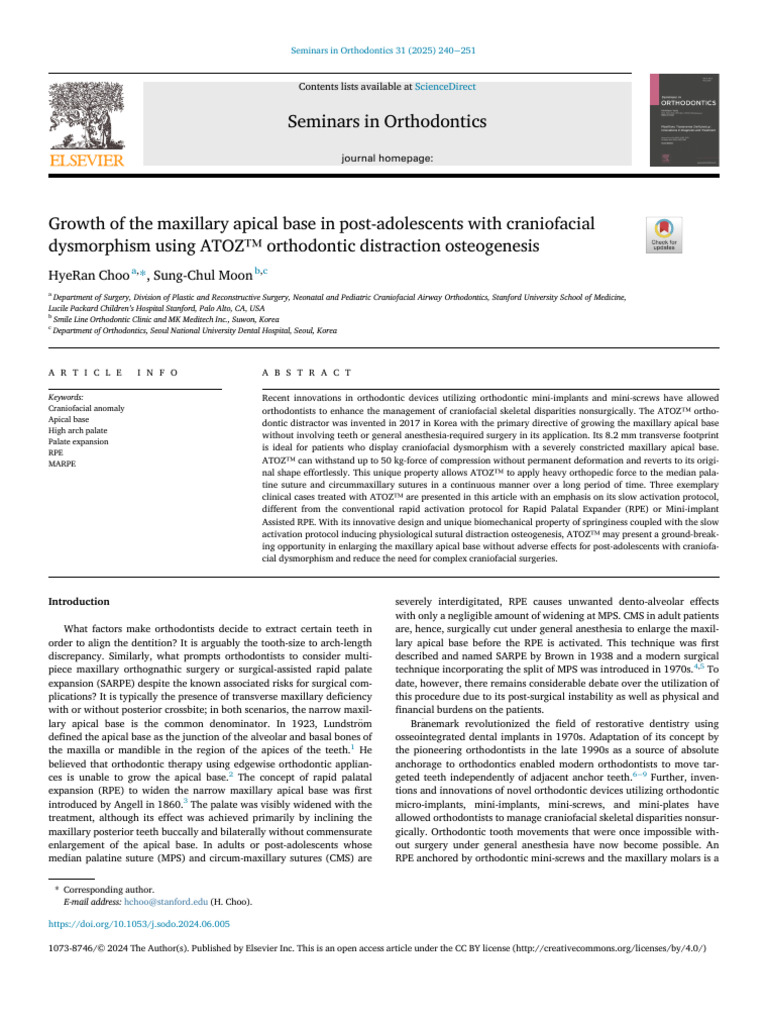 Maxillary Base Growth with ATOZ™ Device | PDF | Orthodontics | Human Tooth