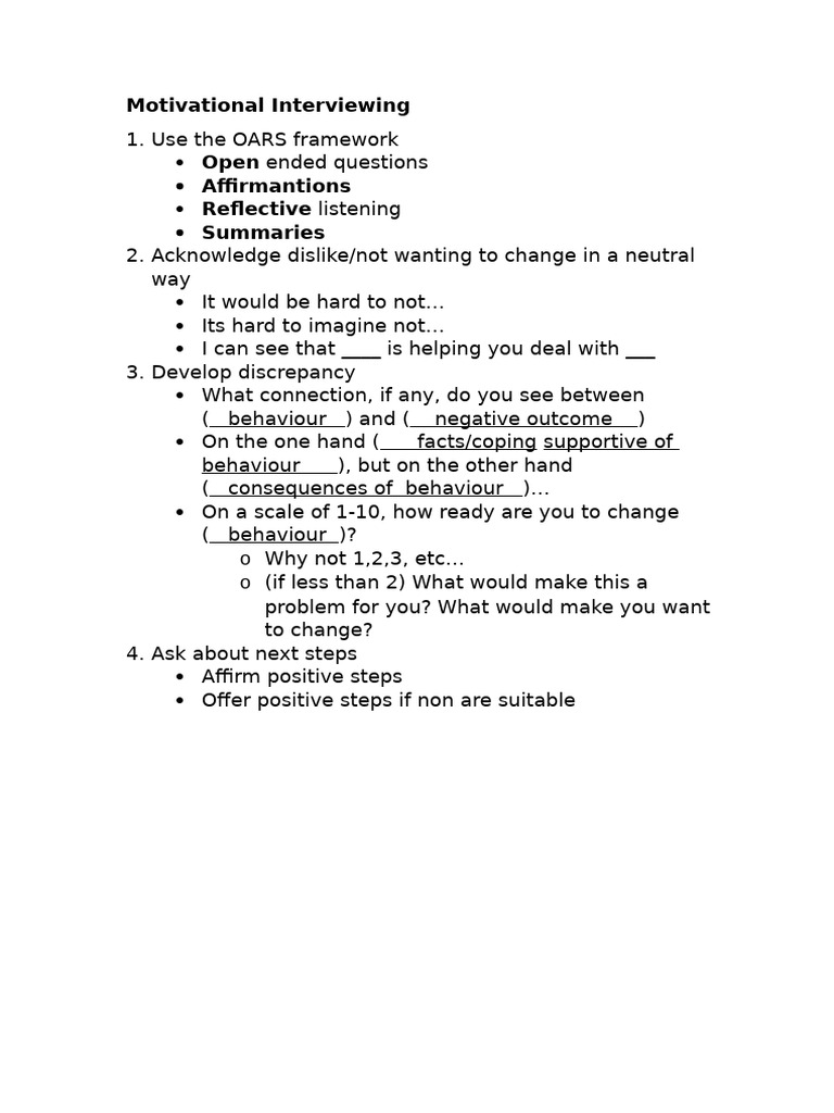Effective Motivational Interviewing Techniques | PDF