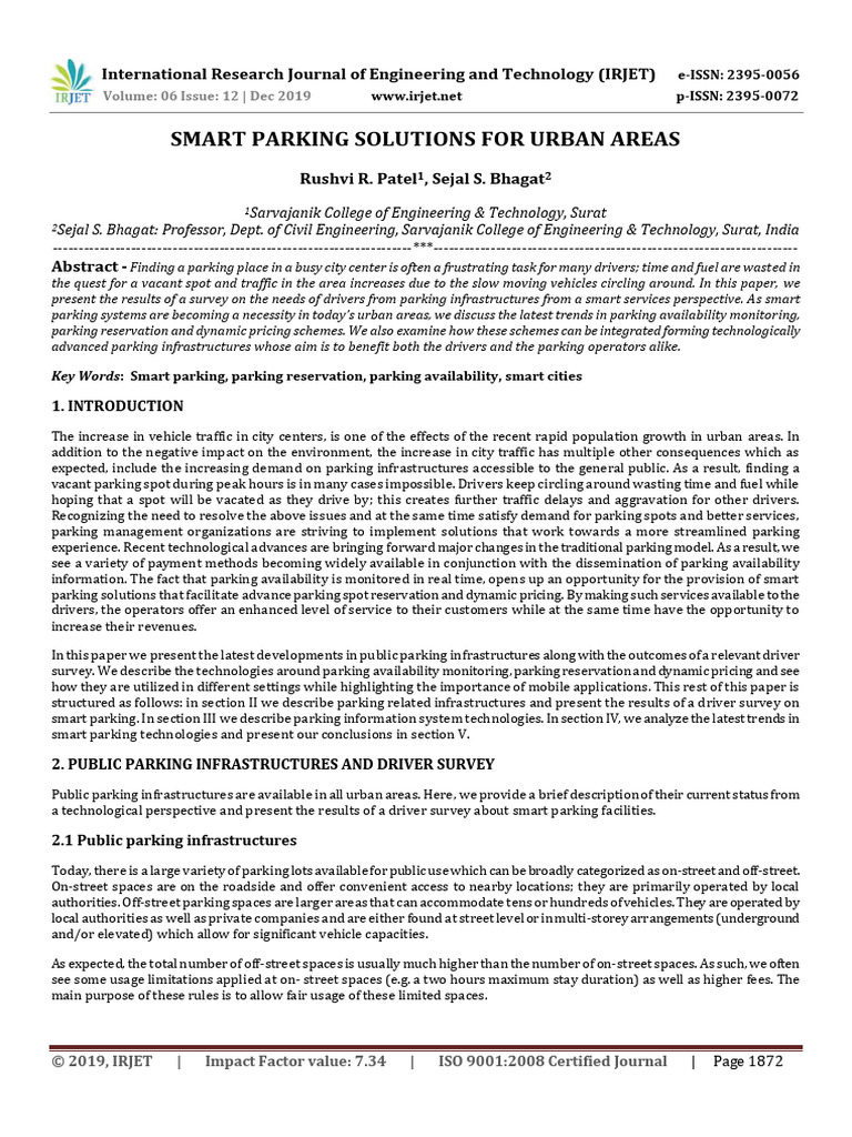 Smart Parking Solutions for Cities | PDF | Parking | Parking Lot