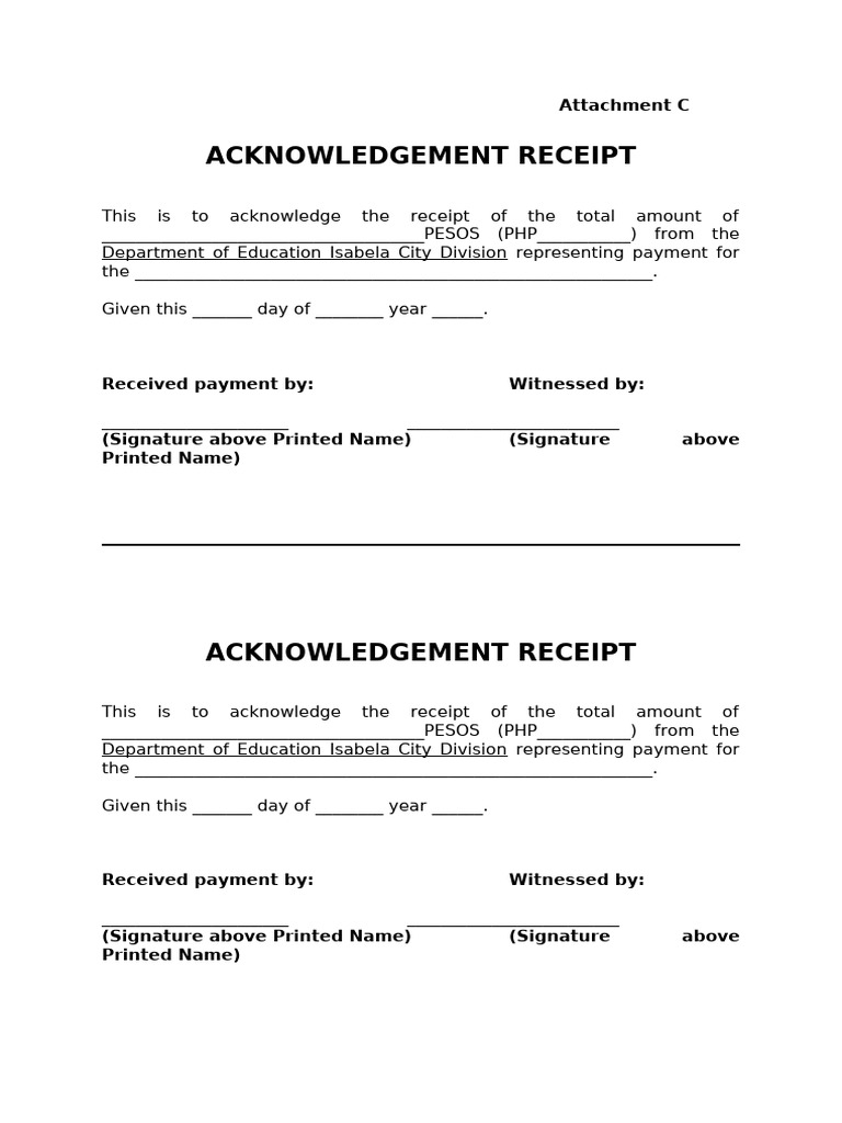 Acknowledgement Receipt Template | PDF