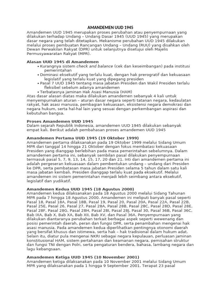Proses Amandemen UUD 1945 di Indonesia | PDF