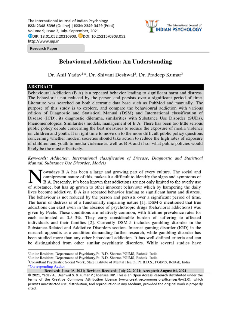 Understanding Behavioral Addiction | PDF | Mental Disorder | Problem ...