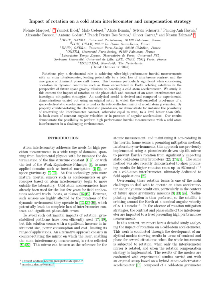 Impact of Rotation On A Cold Atom Interferometer and Compensation ...