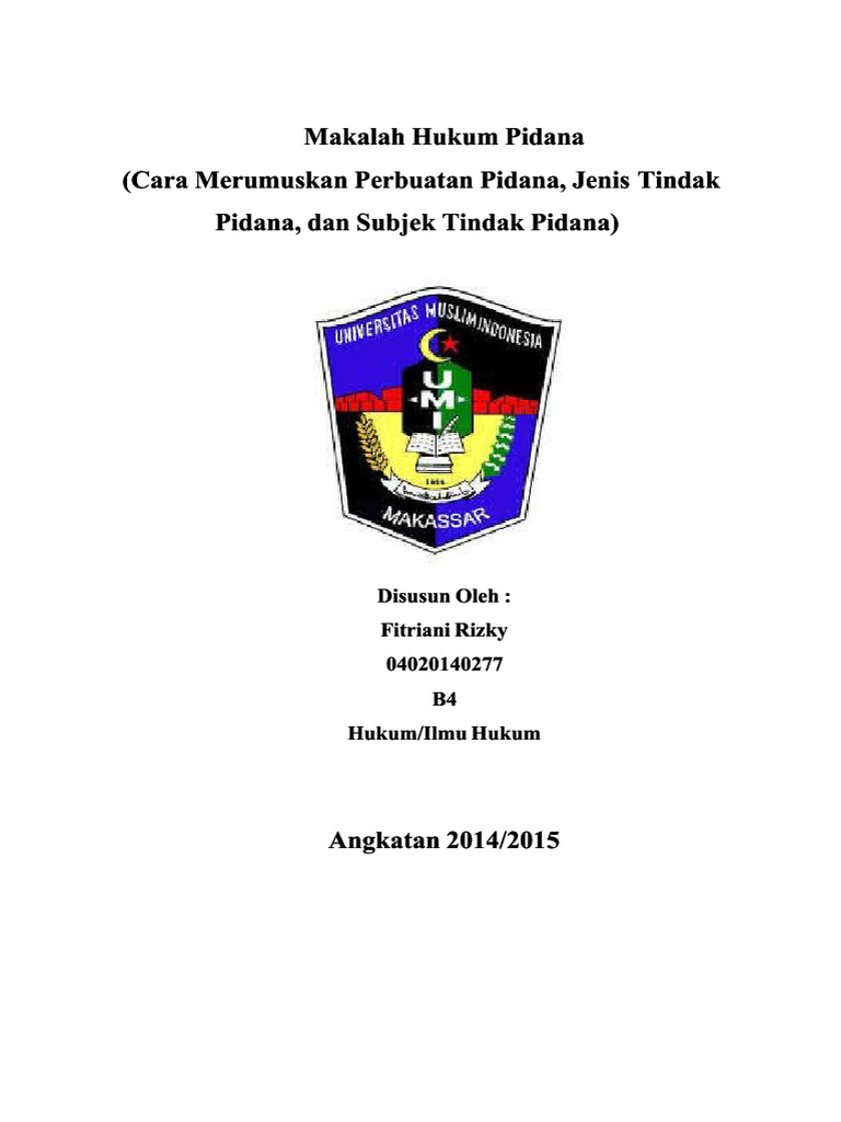 Merumuskan Tindak Pidana dalam Hukum | PDF