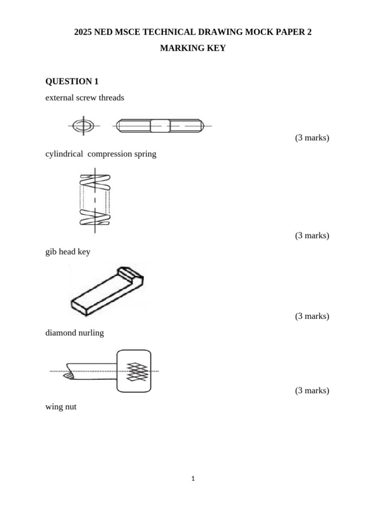 2025 NED MSCE Technical Drawing Mock | PDF