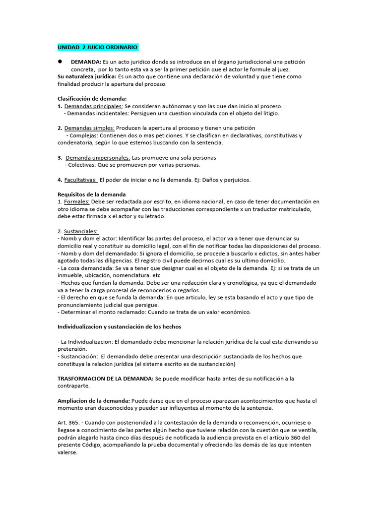Requisitos y Efectos de la Demanda Judicial | PDF | Demanda judicial ...