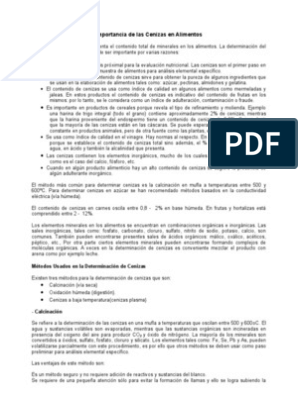 Los alimentos contienen cenizas. Las cenizas proceden de los minerales de  los ingredientes. No son indicativas de calidad de alimentos.