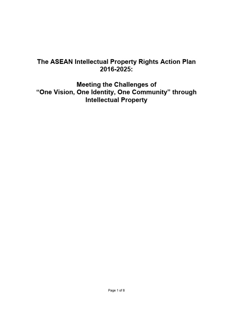 ASEAN IPR Action Plan 2016-2025 Overview | PDF | Intellectual Property ...