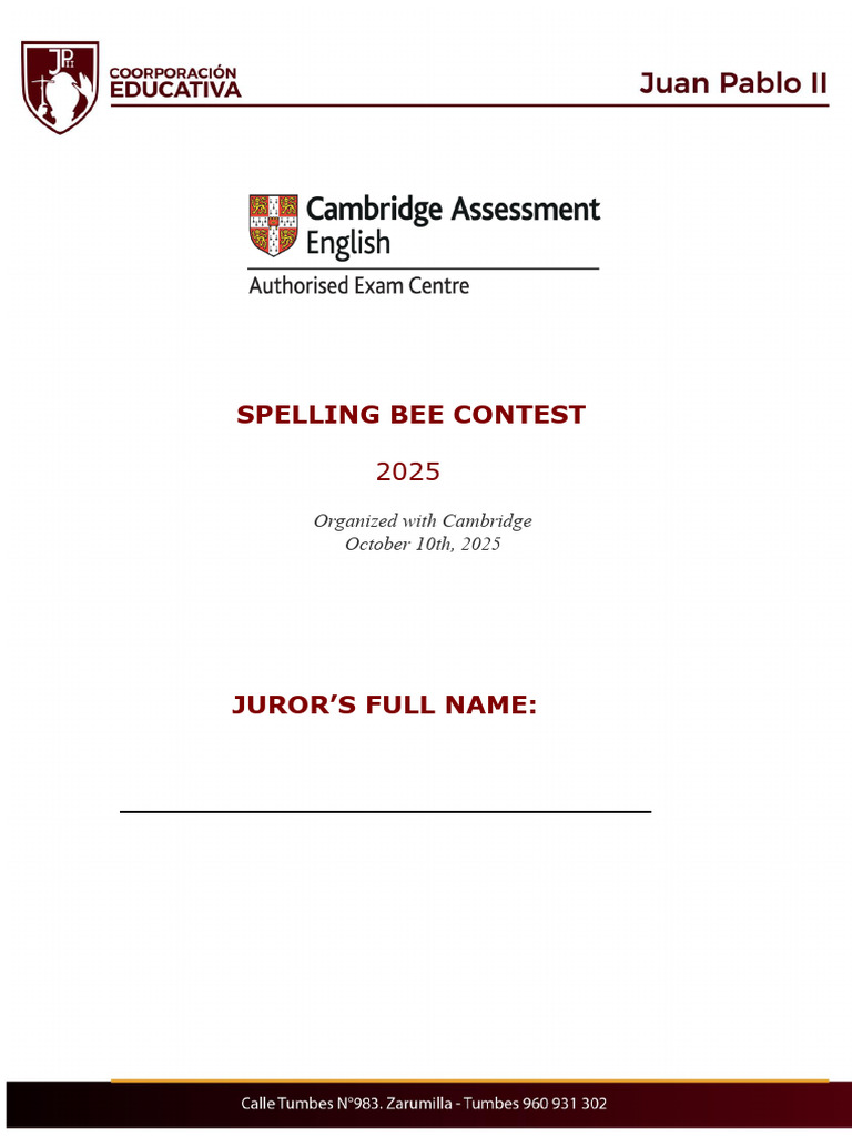 Spelling Bee Evaluation Sheet 2025 | PDF | Linguistics | Human Voice