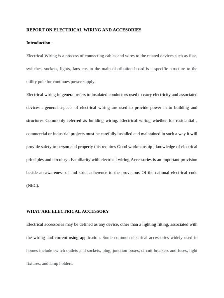 Electrical Wiring and Accessories Guide | PDF | Electrical Wiring ...